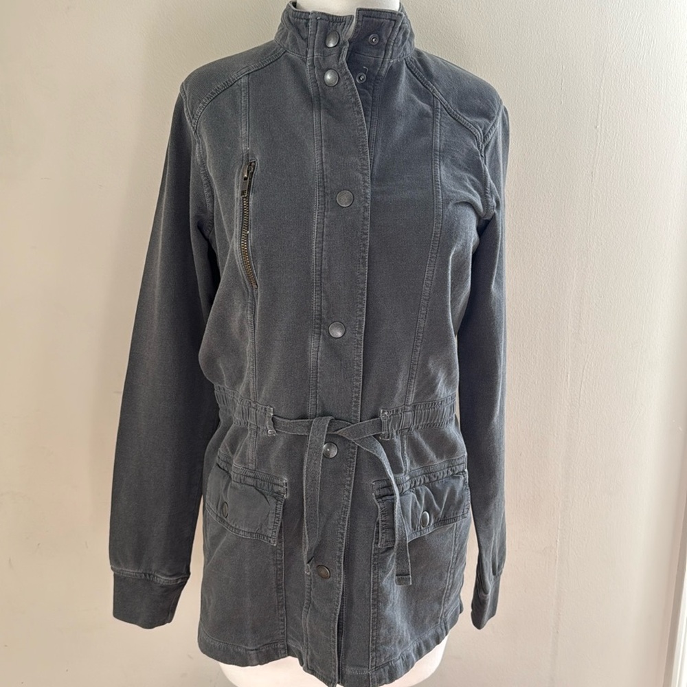 SUSINA Womens’ Grey Military Anorak Utility Drawstring Waist Jacket Size S